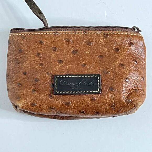 Dooney & Bourke Vintage Brown Ostrich Leather Zip Coin Purse - Picture 1 of 10